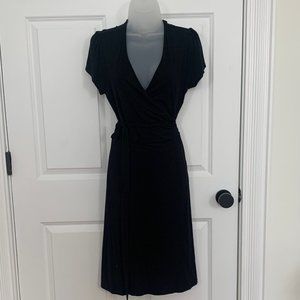 Boden Black Knit Wrap Dress.